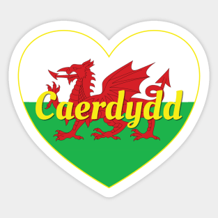 Caerdydd Cymru UK Baner Cymru Heart Sticker